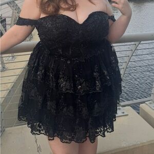 Black Lace Off-Shoulder Dress